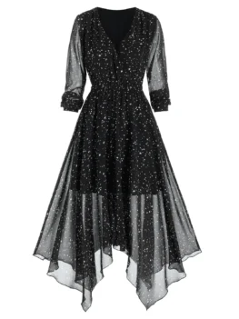 Stars Print Handkerchief Chiffon Dress